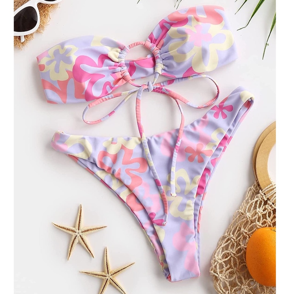 NWOT Two Piece Bandeau Floral Bikini